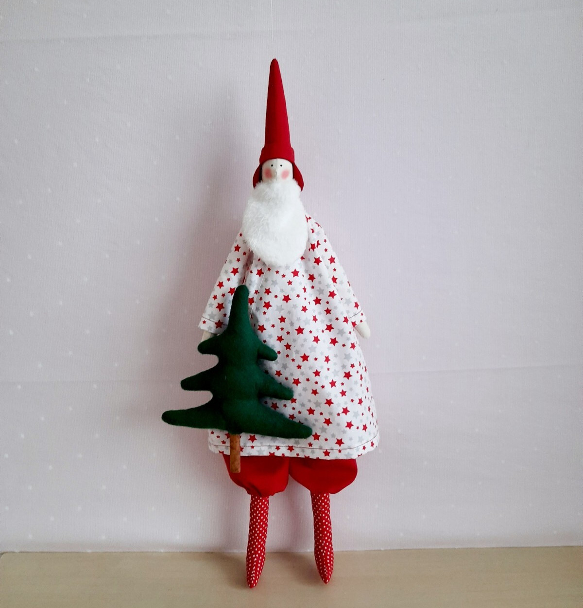 Weihnachtsmann, Tannenbaum, Santa rot Nikolaus Tilda Dekor Weihnachten Puppe