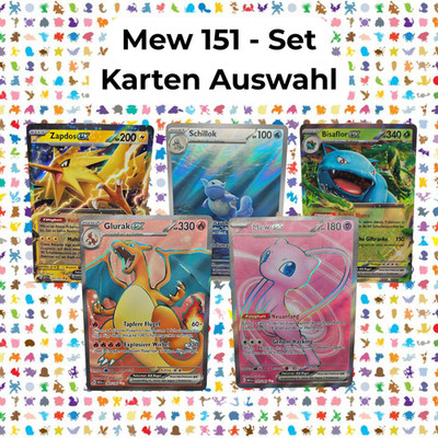 Pokemon Set - MEW 151  - Alle Hit Karten - GLURAK PIKACHU MEW Kanto