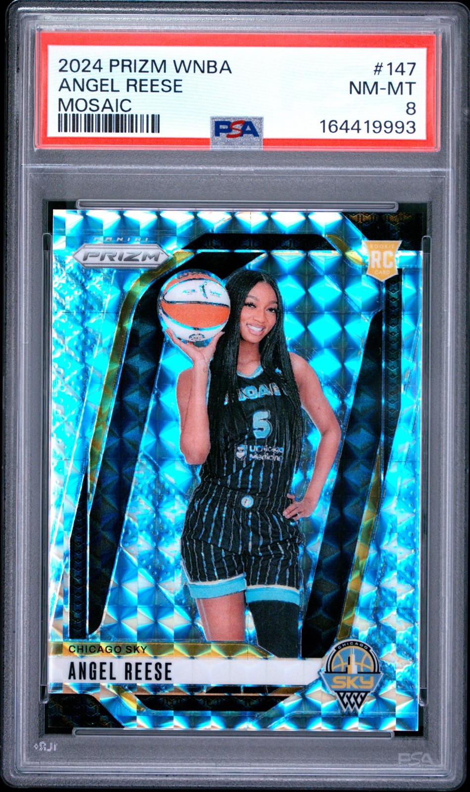 2024 Panini Prizm WNBA - Angel Reese #147 Mosaic Prizm /3 PSA 8 view 1