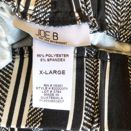 Joe B Black & White Elastic Tie Waist Pull On Pants X LG New! Soft - Picture 3 of 5