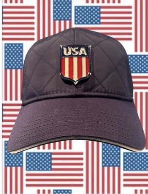 USA Essencial Premium Cap Metal Shield Emblem Adjustable Strap Navy Blue Hat NWT