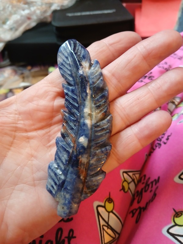 Extra Large SODALITE feather Cabachone 53.81 Gram