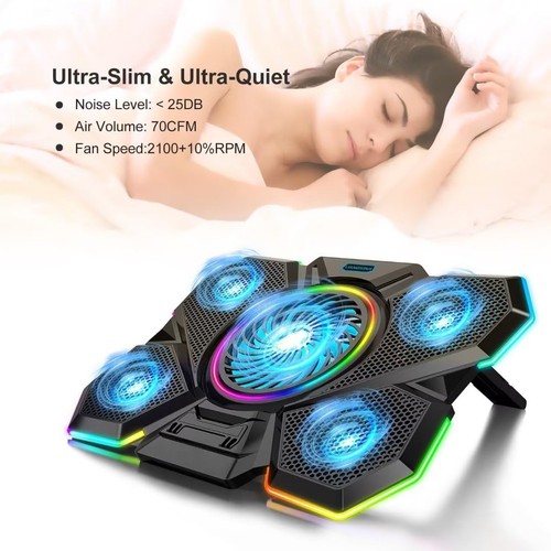 LIANGSTAR Laptop Kühler Laptop Cooling Pad mit 5 leisen Lüftern RGB Laptop Stan... - Bild 7 von 7