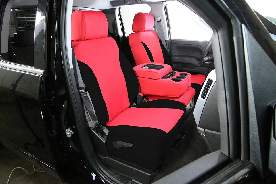 For Audi S7 Sportback 24 Neoprene 1st Row Red & Black Custom Seat Covers - Image 2 of 4