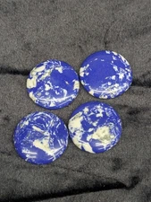 3 cm Round Circle Lapis Lazuli Gemstone Beads - Natural, Undyed (Lot of 4 Beads)
