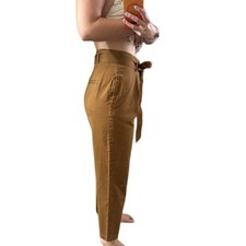 Free people 100 cotton high waisted paper bag tie trouser Tan Women's Pants 6