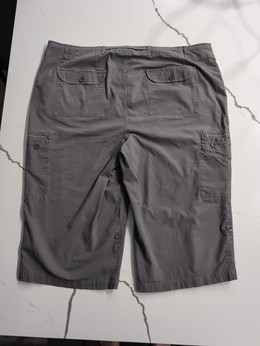 Lane Bryant Capri Adjustable Stretch Pants Size 26 Gray Huge Cargo Pockets - 第 5/12 張圖片