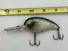 Vintage Tom Mann's Loudmouth Crankbait Fishing Lure Green/Silver
