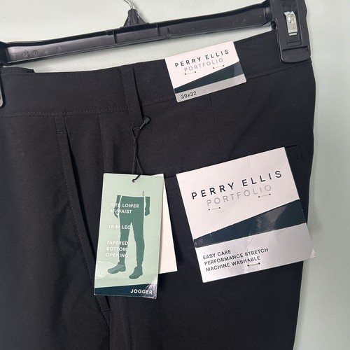 Pantalones de chándal Perry Ellis Portfolio para hombre 30x32 5QSB0070 parte inferior cónica caviar precio de venta sugerido por el fabricante 95 USD - Imagen 2 de 6