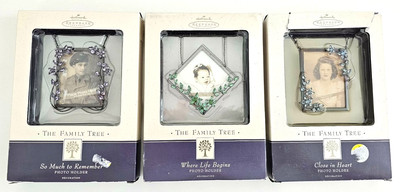 NIB Hallmark Keepsake Family Tree Collection Photo Holder Ornaments 2002 Series