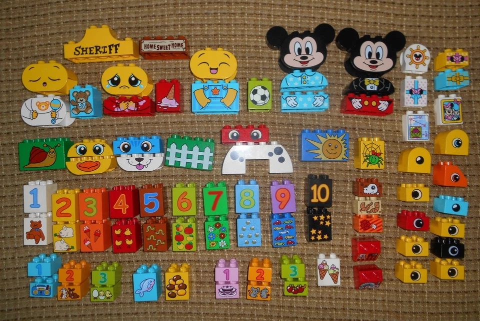 Lego DUPLO Lot 84 Printed Decorated Brick Specialty Pieces Numbers Faces Eyes ++ - Image 3 of 4