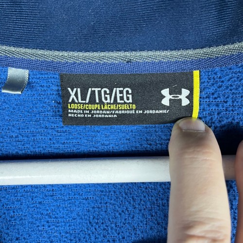 Under Armour 1/4 Zip Pullover Mens XL Blue Heather Loose Fit Long Sleeve Sweater - Picture 4 of 7
