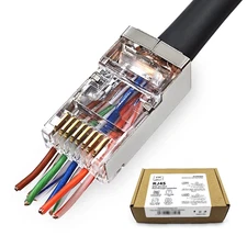 50 Pack Cat 6 Pass through Shielded RJ45 Connector Modular Crimp Network Plug fo