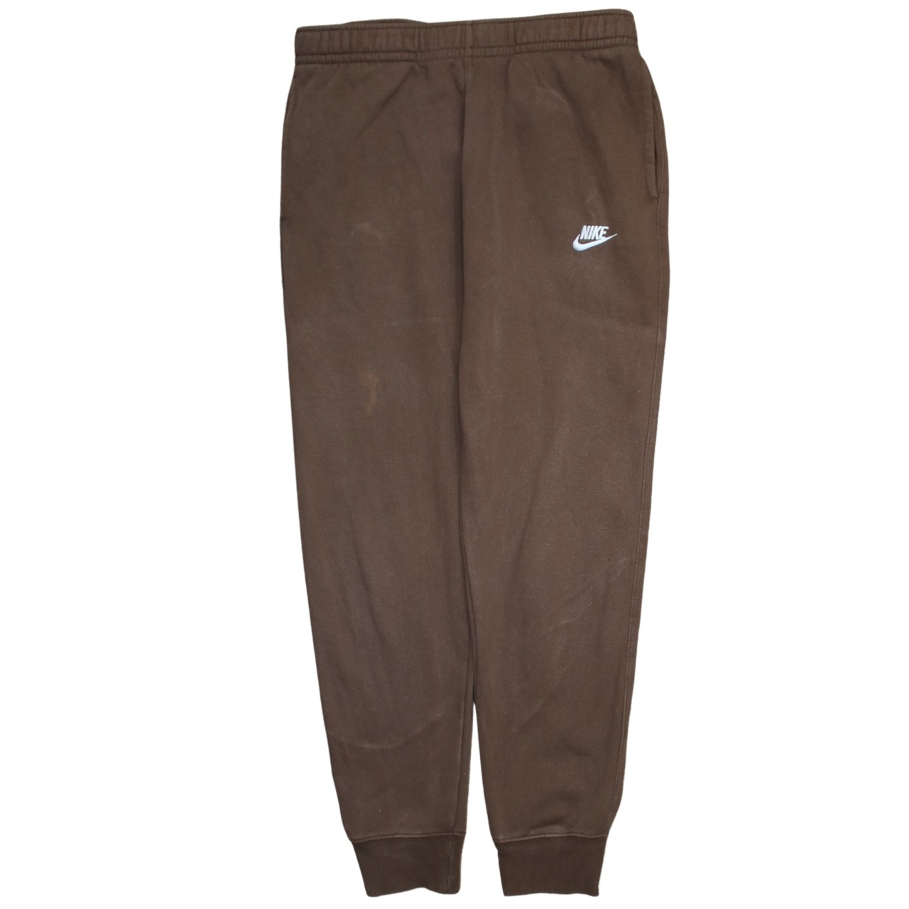 Nike Mens Joggers Brown Fleece Embroidered Swoosh Elastic Waist Cuffed Sweat M