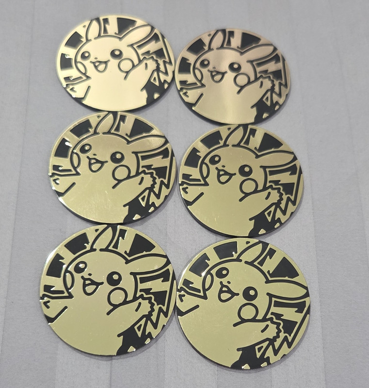 Pokémon TCG Pikachu CCG Flip Coin Lot of 6 Gold/Black Metal Coins Markers