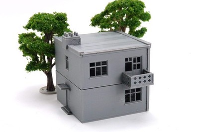 Small East European Apartment Block 2 - 3D Printed Miniature Wargaming Terrain (