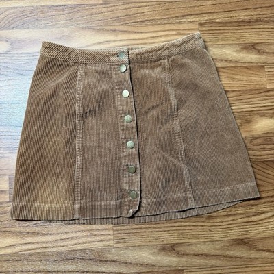 Wet Seal Mini Skirt Medium Light Brown Corduroy Button Front