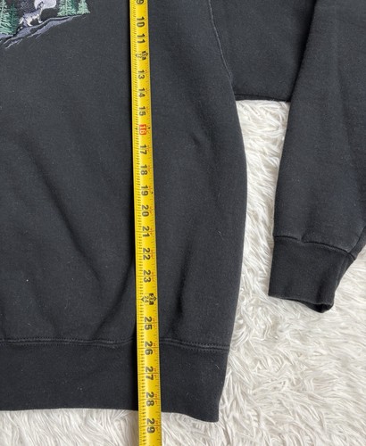 Vintage Fruit Of The Loom Heavy Cotton Black Sweatshirt w/Howling Wolf Size XL - Picture 3 of 5