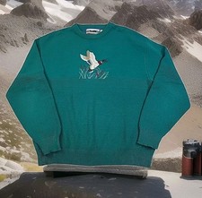 SHENANDOAH embroidered duck hunting chunky cotton sweater XL VTG 90s USA made