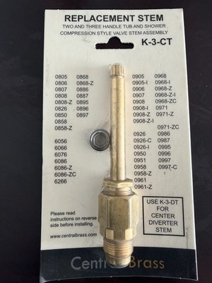 Central Brass K-3-CT Replacement Stem Tub Shower Valve Assembly lot of 2Pcs