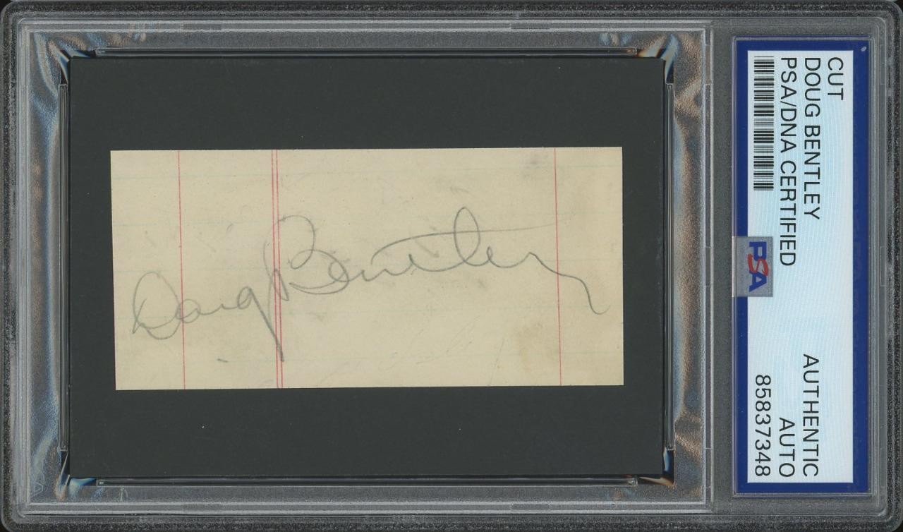DOUG BENTLEY (1916-1972) autograph cut | Blackhawks - signed PSA/DNA cert HOF