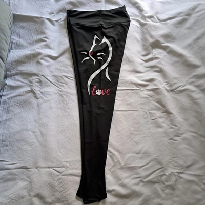 Legging yoga sport noir motif chat Taille S/M Neuf - Photo 1/4