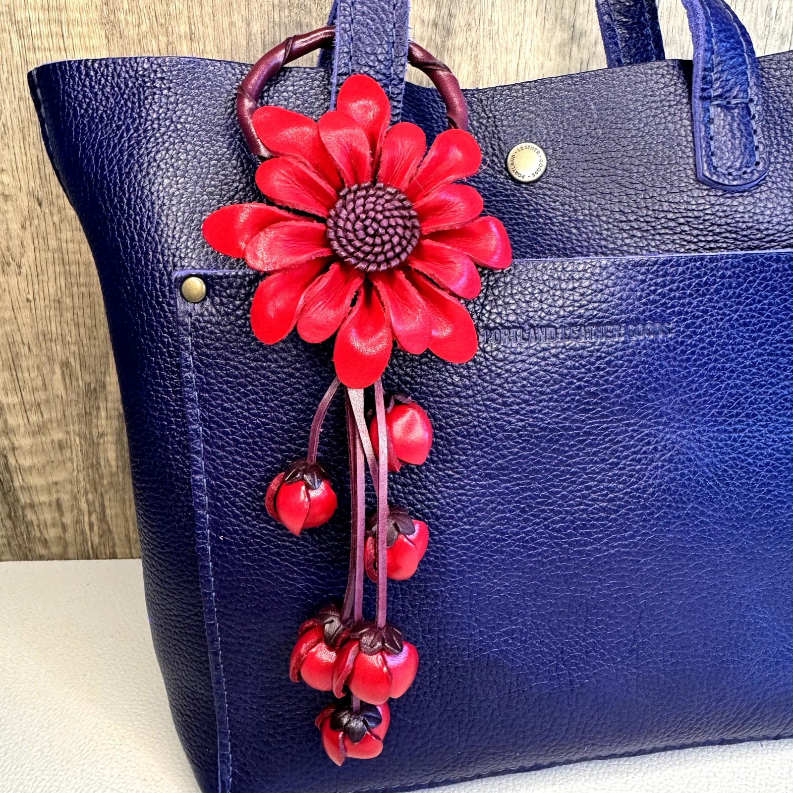 Genuine Leather Daisy Bag Charm