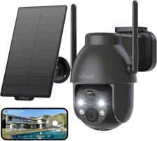 ieGeek Solar Camera Outdoor Wireless,2K WiFi Outside Cam Battery Powered 3MP PTZ