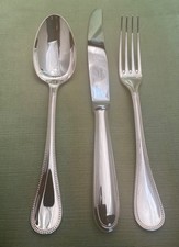 Christofle Perles Tafelbesteck-Set  Messer - Gabel - Löffel versilbert Guter Zus