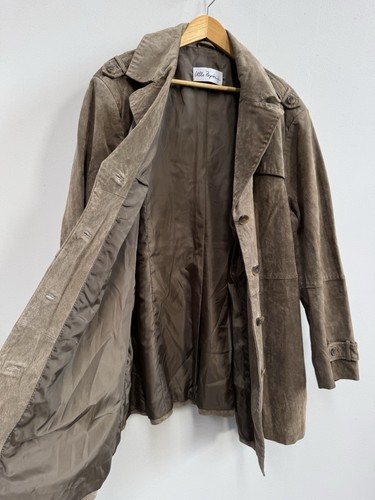 Ulla Popken Women’s Suede Light Brown Short Trench Coat Size 24 - Picture 8 of 10
