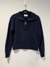 Old Navy Quarter Zip Knit Sweater Womens Small Coastal Preppy Minimal Travel