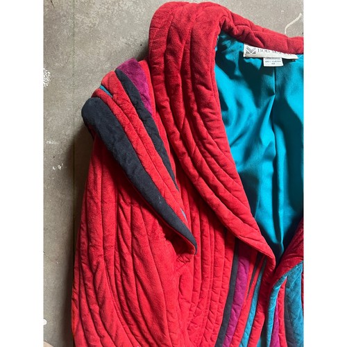 Vintage Bob Mackie Multi-Colored Quilt Suede Jacket - Picture 8 of 15
