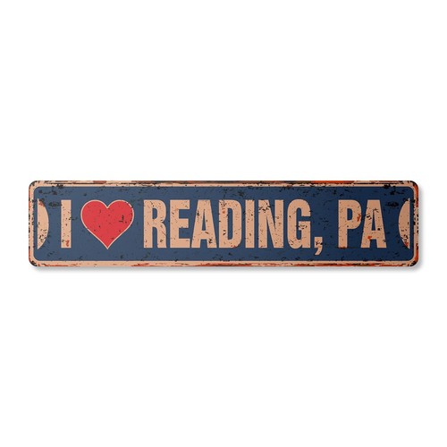 I Love Reading Pennsylvania Vintage Plastic Street Sign pa City State us Wall...
