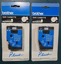 2 X Brother TC Tape Cartridge for P-Touch Labelers 3/8w Black on White TC20Z1