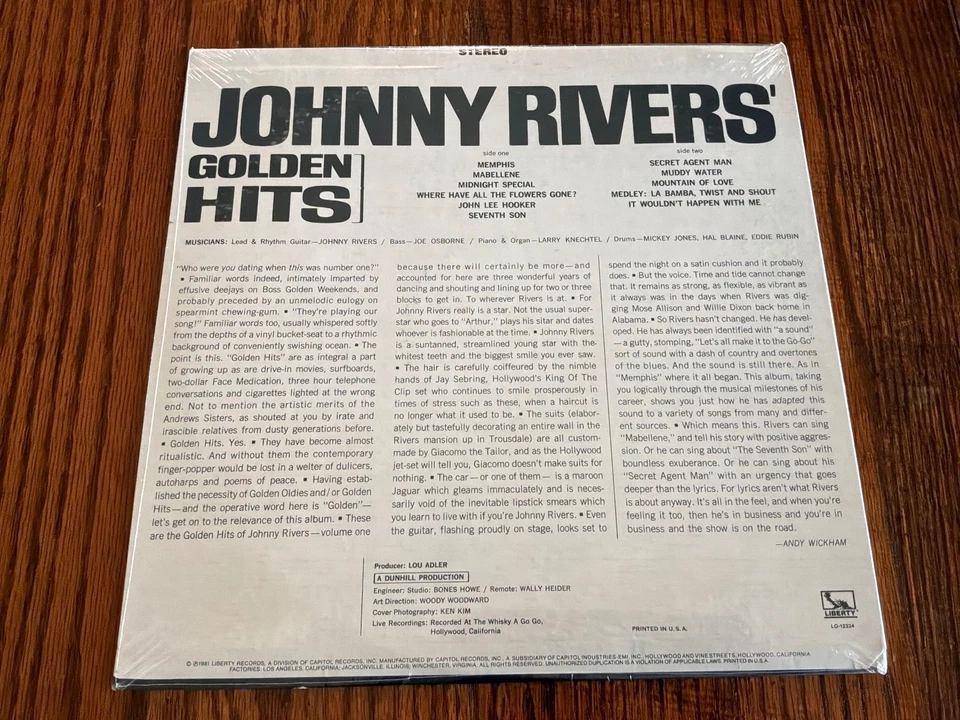 Johnny Rivers Golden Hits SEALED 1950s Rock and Roll LP Vinyl Record Album - Image 2 of 2
