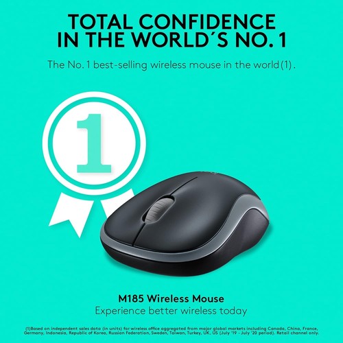 Logitech M185 Wireless Mouse, 2.4GHz with USB Mini Receiver, 12-Month Battery Li - Picture 9 of 10