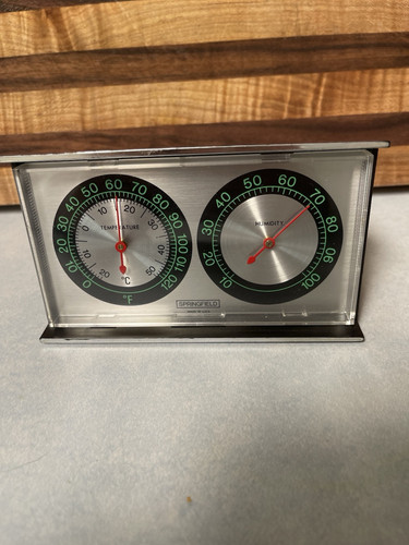 Springfield Temperature Humidity Gauge Desk Wall Weather Gauge WORKS USA MCM - Bild 2 von 8