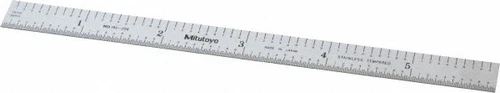 Mitutoyo 6" Long x 1/2" Wide Flexible Stainless Steel Rule: 1/50, 1/10" and 0...