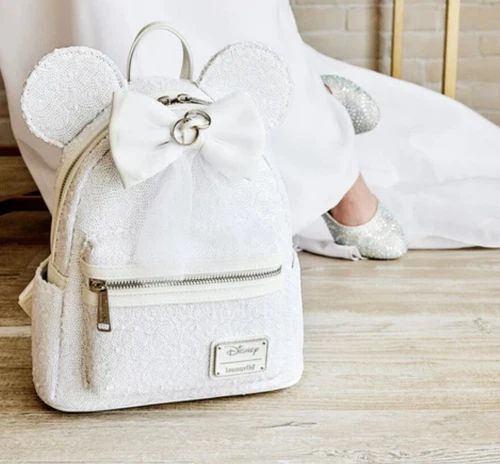 ✅ Loungefly Disney Minnie Mouse Wedding Sequin Mini Backpack. In Hand✅