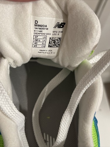 New Balance 992 weiß neon cyan Wassermelone sportliche Turnschuhe M992DA Herren Größe 7 - Bild 11 von 16