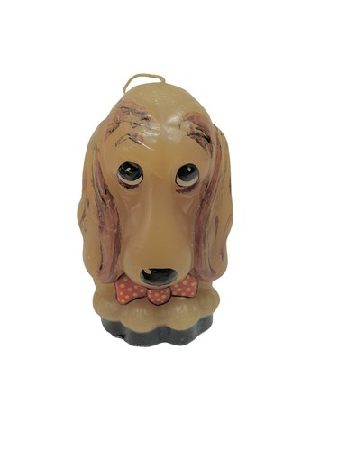Vintage wax dog Puppy candle Droppy Eyes Bloodhound Realistic Cute Unique - Picture 8 of 9