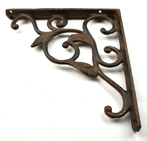 Wall Shelf Bracket Leaf Vine Pattern Cast Iron Brace 8.75" - Picture 9 of 10