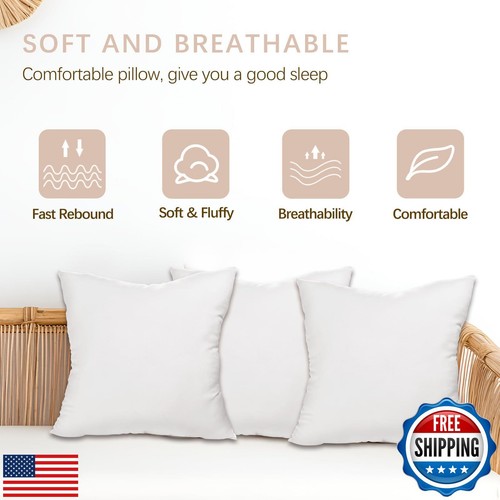 ORJ Throw Pillows Insert Set of 2, White 16x16 in Pillow Inserts with 100% Co - Bild 3 von 5