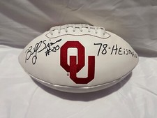 Oklahoma Sooners BILLY SIMS Signed Logo Football PROOF