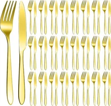 50 Pieces Stainless Steel Forks Silverware Set Dinner Forks and Knives Flatware