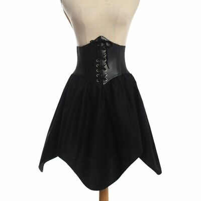 Gothic Steampunk Black Lace Up Corset Skirt High Waist Skirt 