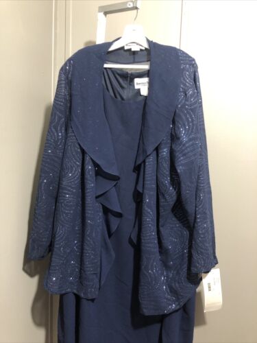 another thyme 2 piece womens JACKET DRESS nwt size 30W NAVY BLUE - Picture 2 of 4