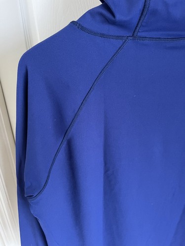 Colosseum Womens Hooded Long Sleeve Shirt Medium Navy Blue Stretch Athletic - Picture 11 of 12