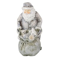 Clayre & Eef Figur Weihnachtsmann Mit Geschenkesack Polyresin Weihnachtsdeko