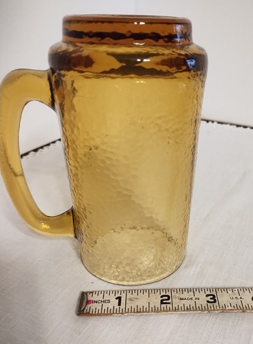 Set of 4 Vintage 1970s Amber Honey Glass Root Beer Mugs 5 1/2" Tall - Picture 3 of 6